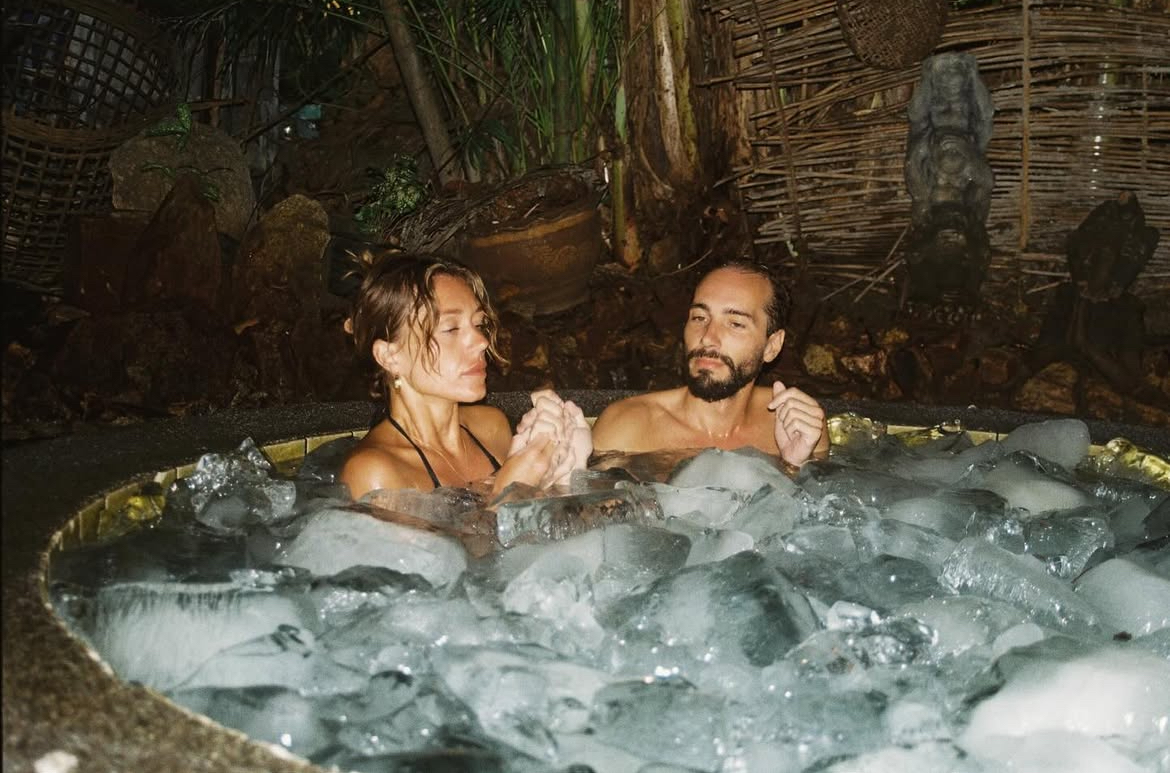 Ice bath meditation session
